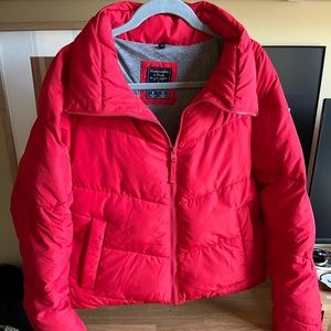 Abercrombie & Fitch Red Puffer coat